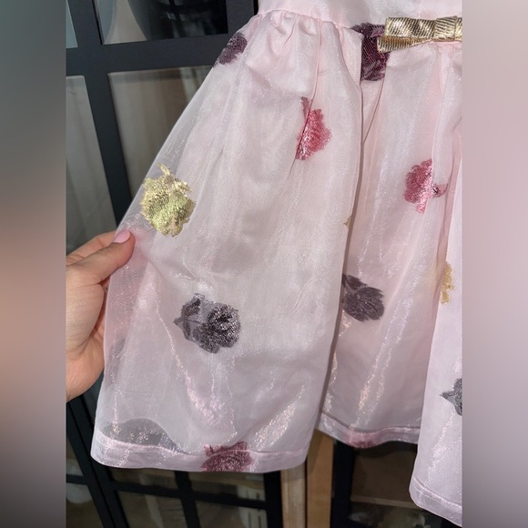 Hucklebones London dress empire bows organza formal metallic blush toddler girls - Picture 6 of 9